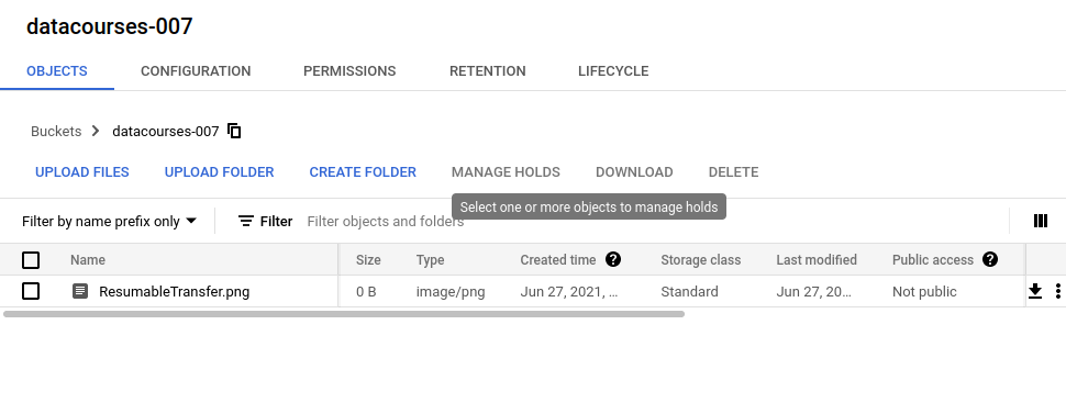 Google cloud storage server